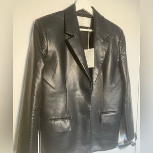 OAK & FORT vegan leather blazer XS BLACK